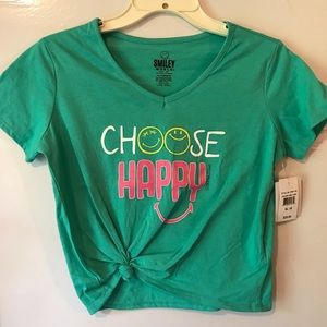 New XL 16 T-shirt “Choose Happy”, Teal green, Cotton/Polyester